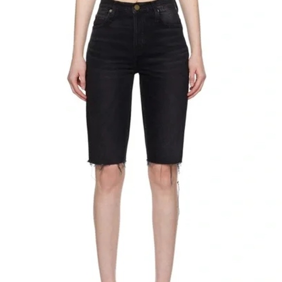 FRAME DENIM Black Bermuda Shorts Le Vintage Raw Edge Cut Offs 5-Pocket Dungaree - Picture 2 of 14